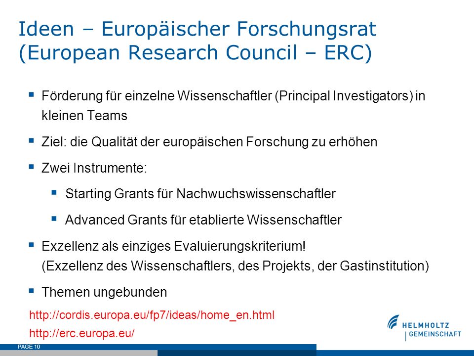 Ideen – Europäischer Forschungsrat (European Research Council – ERC)