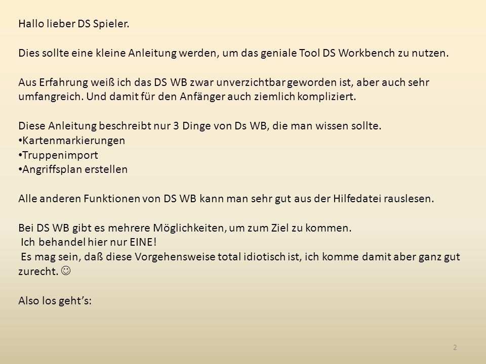 Hallo lieber DS Spieler.