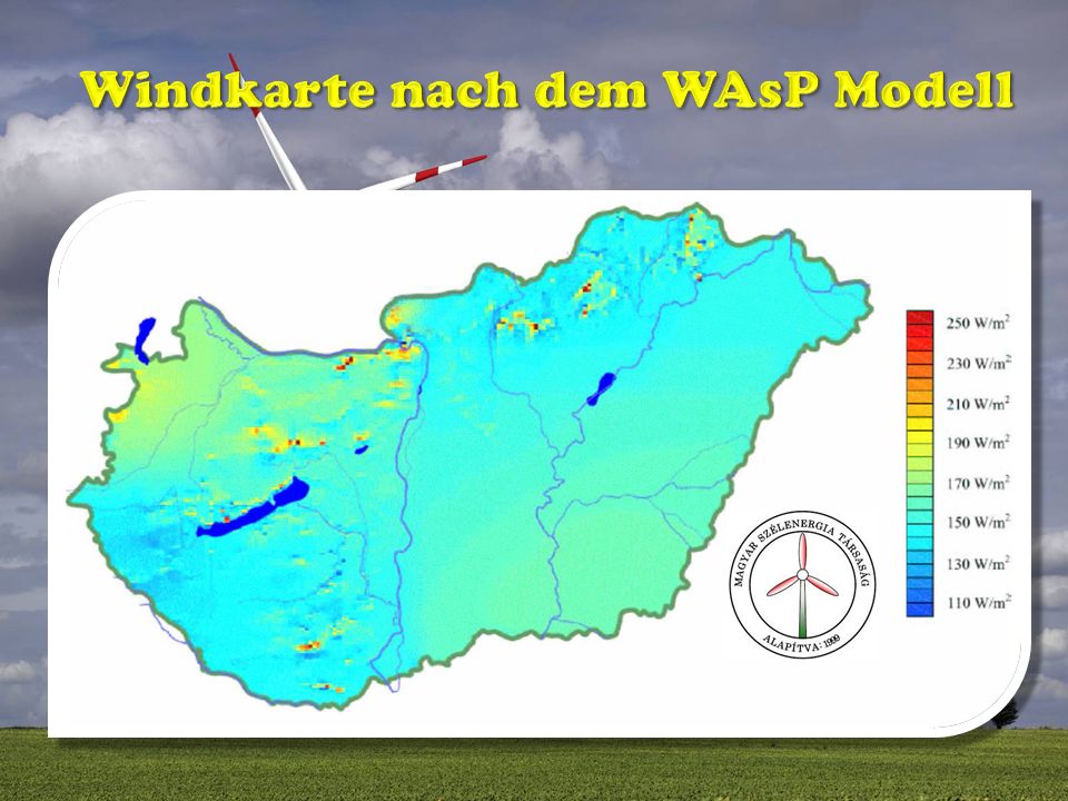 Windkarte nach dem WAsP Modell