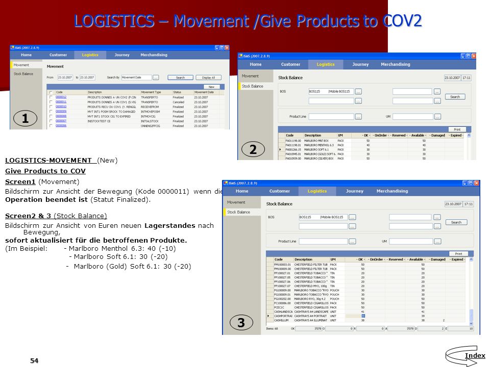 LOGISTICS – Movement /Give Products to COV2