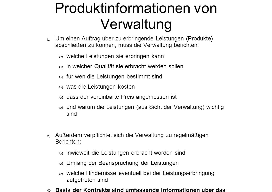 Produktinformationen von Verwaltung