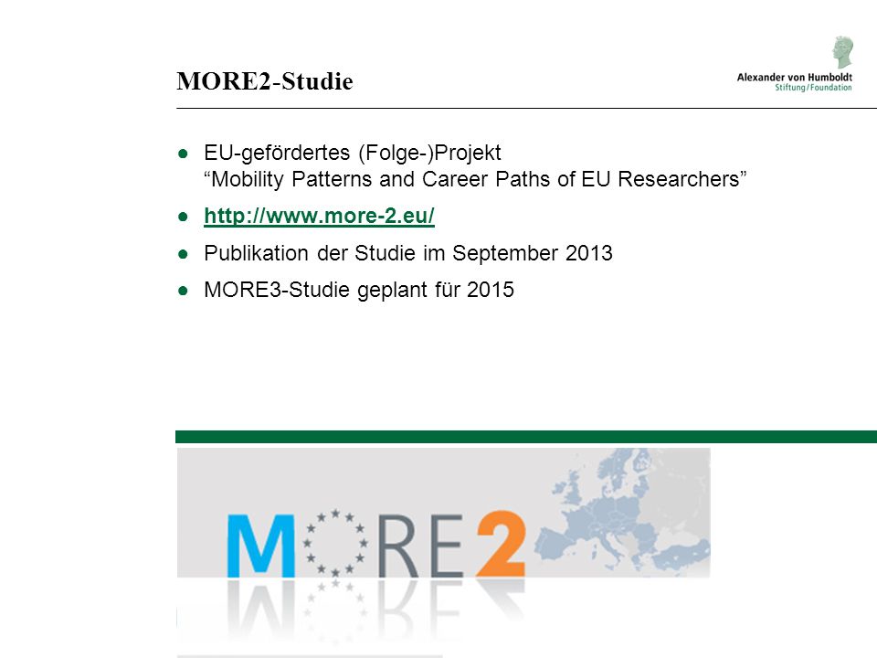 MORE2-Studie EU-gefördertes (Folge-)Projekt Mobility Patterns and Career Paths of EU Researchers