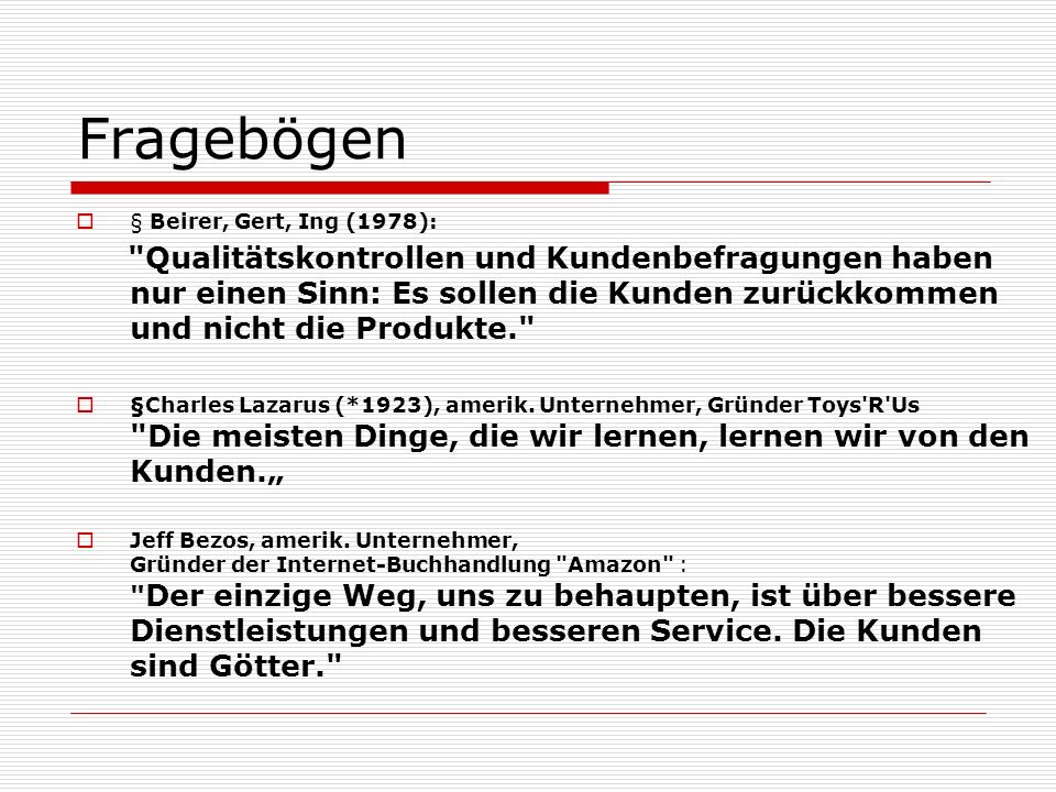 Fragebögen § Beirer, Gert, Ing (1978):