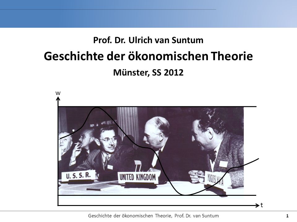 Prof. Dr. Ulrich van Suntum Geschichte der ökonomischen Theorie