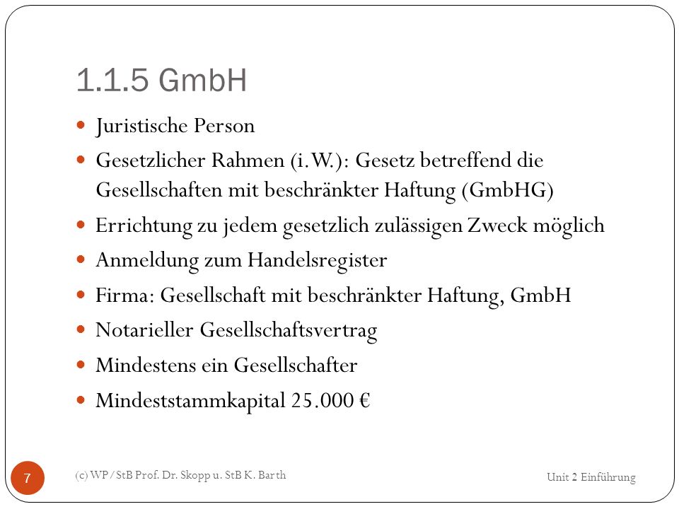 1.1.5 GmbH Juristische Person