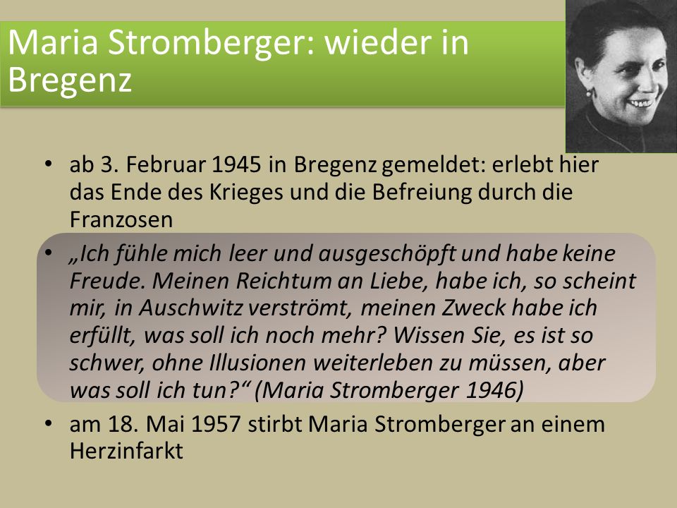 Maria Stromberger: wieder in Bregenz
