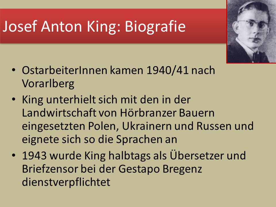 Josef Anton King: Biografie