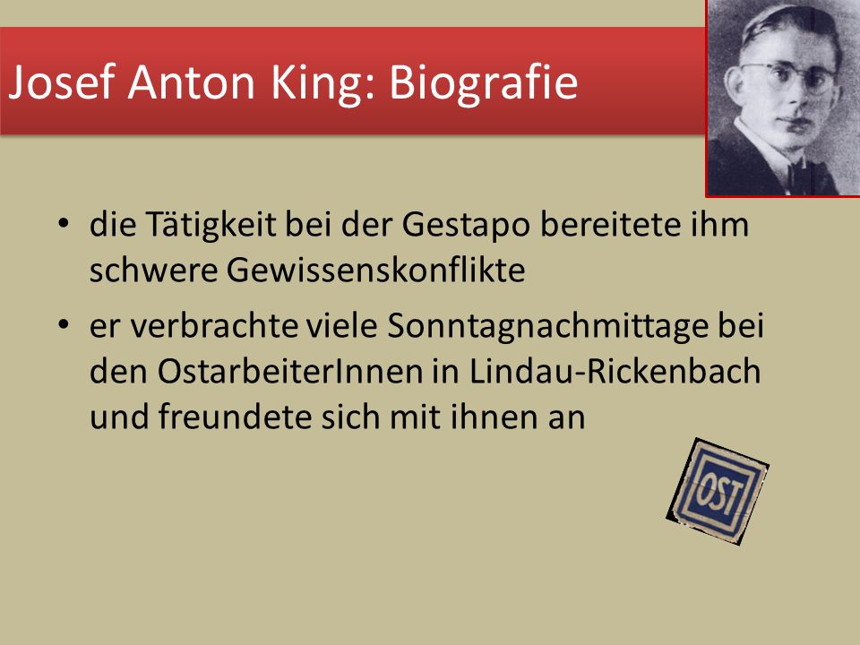 Josef Anton King: Biografie