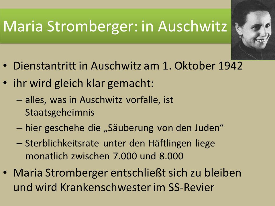Maria Stromberger: in Auschwitz