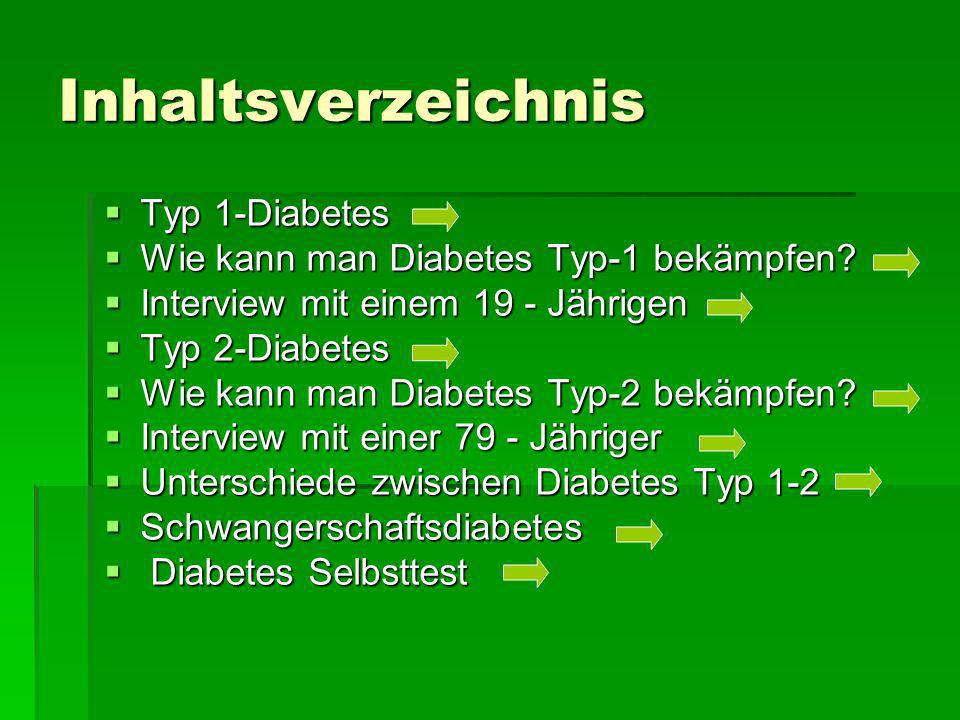 Inhaltsverzeichnis Typ 1-Diabetes
