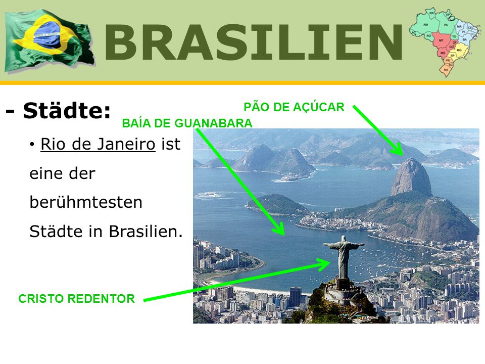 BRASILIEN - Städte: Rio de Janeiro ist eine der berühmtesten Städte in Brasilien. PÃO DE AÇÚCAR. BAÍA DE GUANABARA.