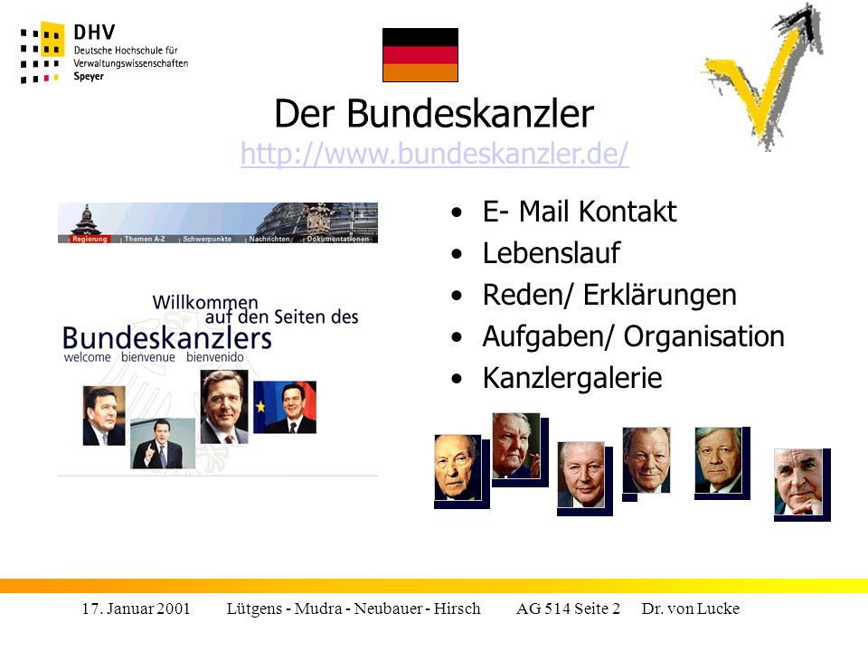 Der Bundeskanzler   E- Mail Kontakt
