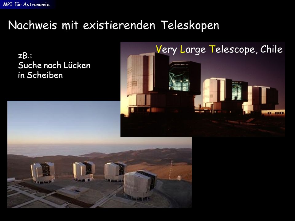 Nachweis mit existierenden Teleskopen