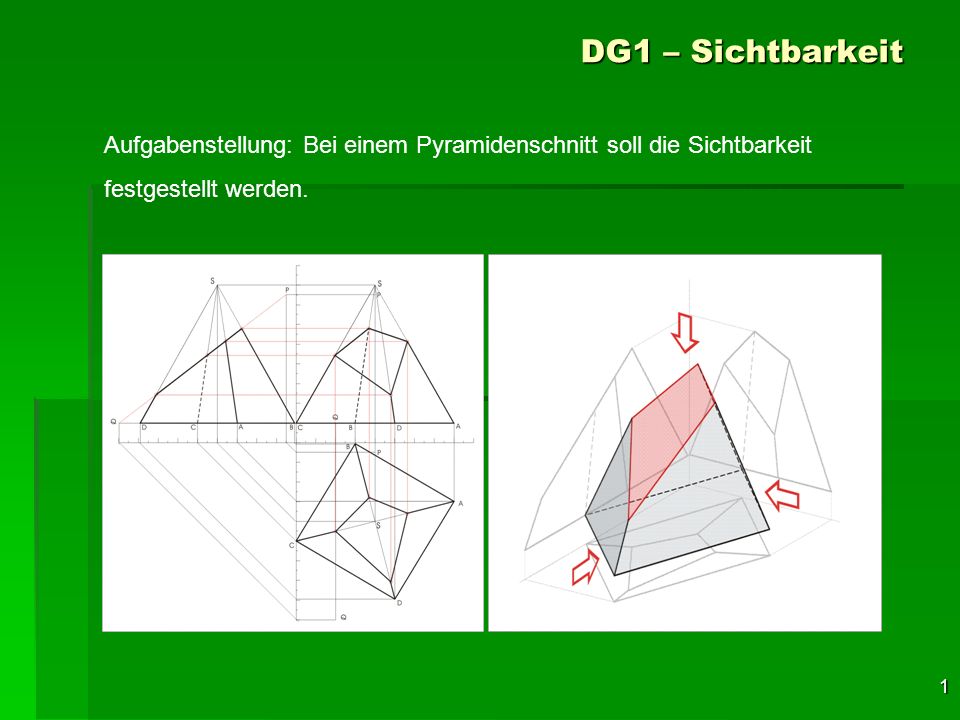 DG1 – Sichtbarkeit Aufgabenstellung: Bei einem Pyramidenschnitt soll die Sichtbarkeit.