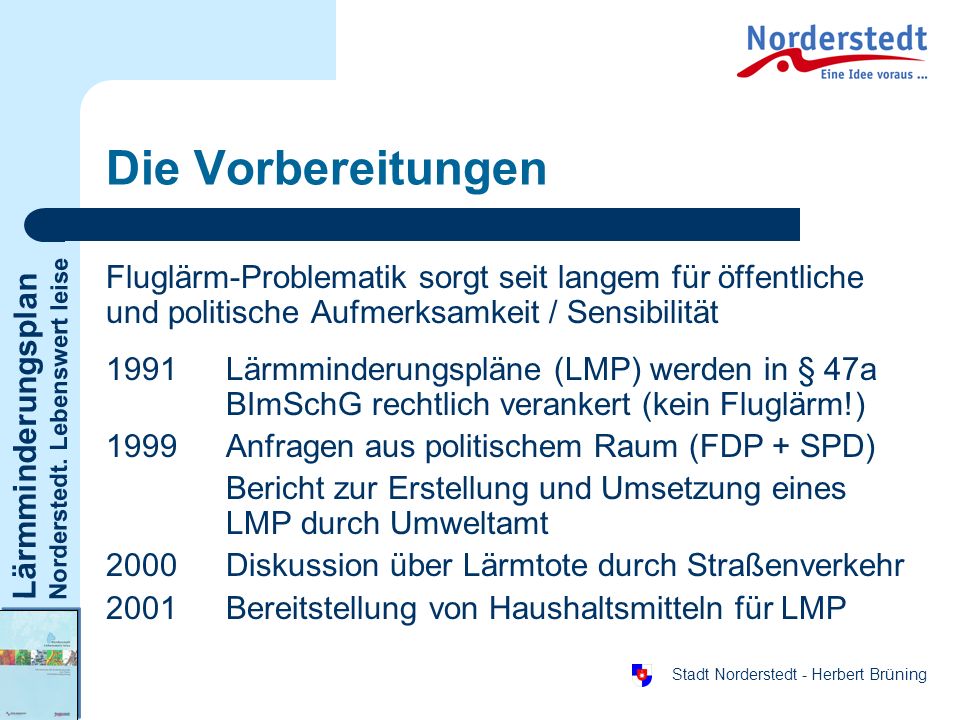 Die Vorbereitungen Fluglärm-Problematik sorgt seit langem für öffentliche und politische Aufmerksamkeit / Sensibilität.