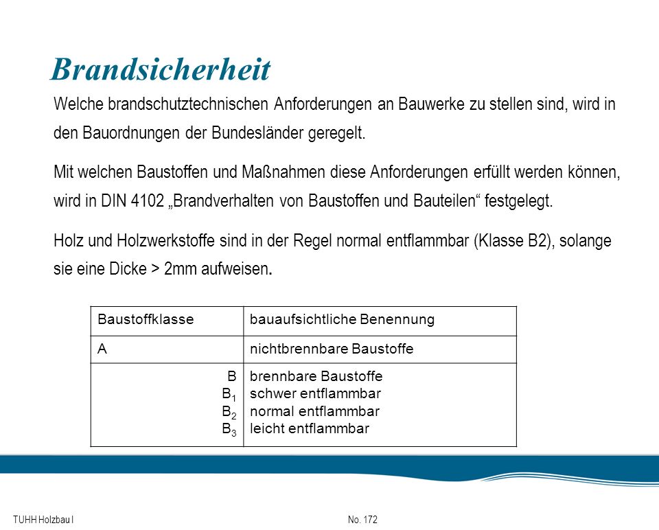 Brandsicherheit Welche brandschutztechnischen Anforderungen an Bauwerke zu stellen sind, wird in den Bauordnungen der Bundesländer geregelt.