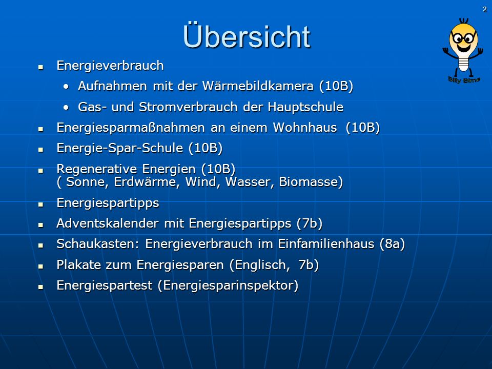 Übersicht Energieverbrauch Aufnahmen mit der Wärmebildkamera (10B)