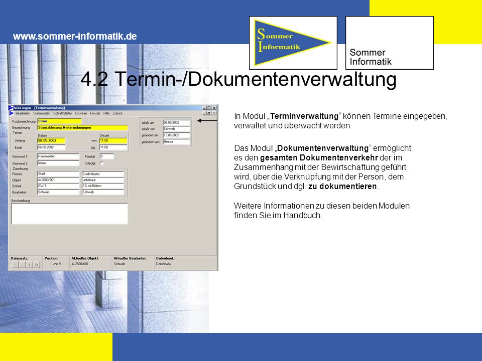4.2 Termin-/Dokumentenverwaltung