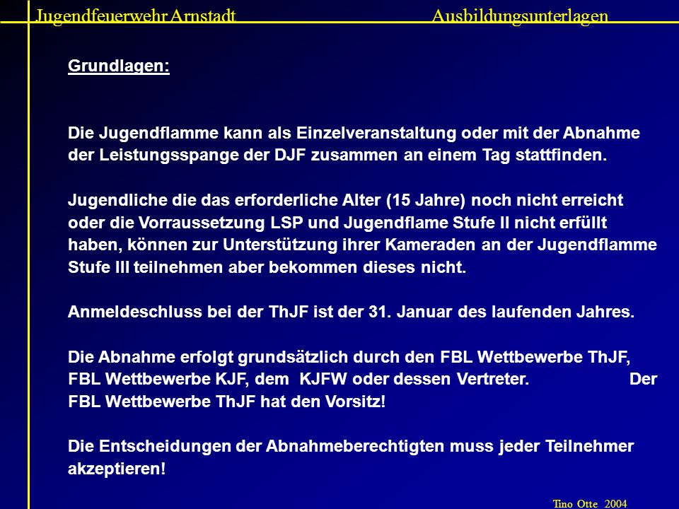 Jugendfeuerwehr Arnstadt Ausbildungsunterlagen
