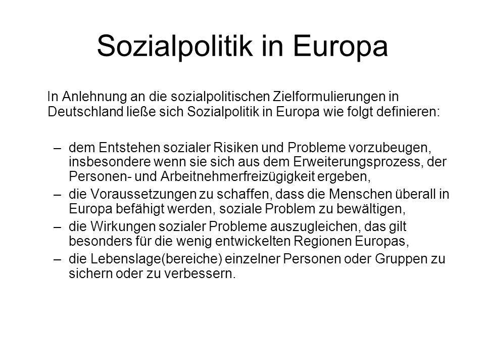 Sozialpolitik in Europa