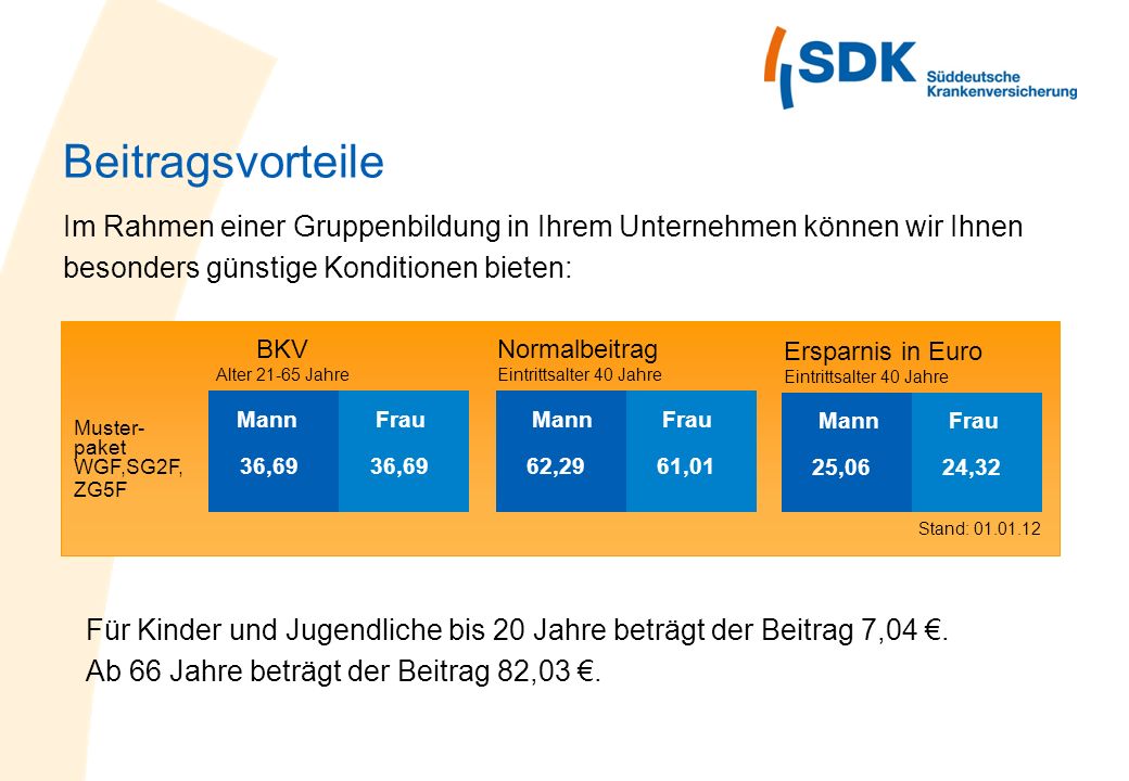 Beitragsvorteile Im Rahmen einer Gruppenbildung in Ihrem Unternehmen können wir Ihnen besonders günstige Konditionen bieten: