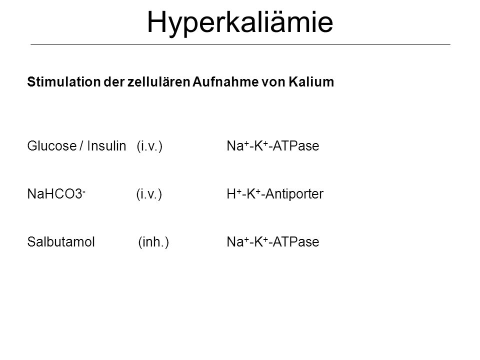 Hyperkaliämie Stimulation der zellulären Aufnahme von Kalium