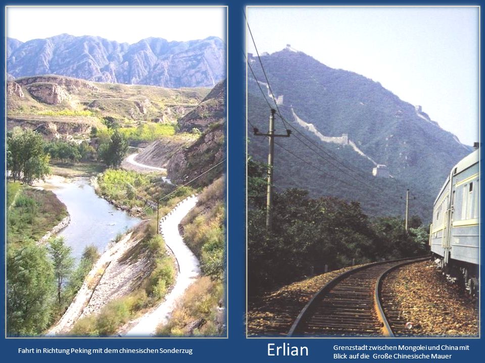 Erlian Grenzstadt zwischen Mongolei und China mit Blick auf die Große Chinesische Mauer.