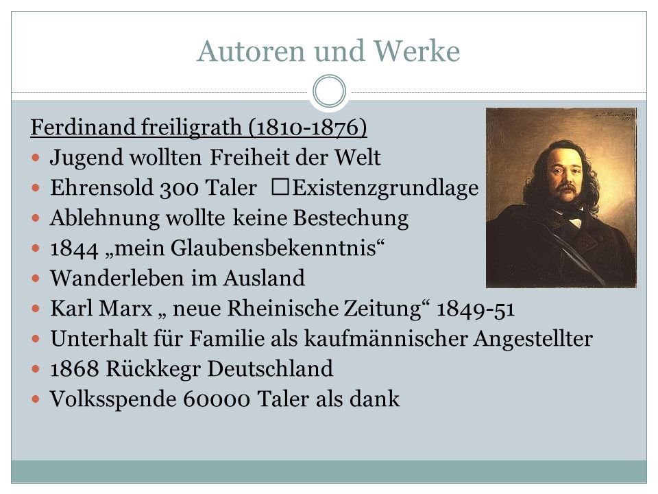 Autoren und Werke Ferdinand freiligrath ( )