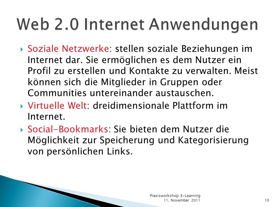 Web 2.0 Internet Anwendungen