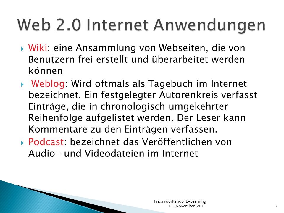 Web 2.0 Internet Anwendungen