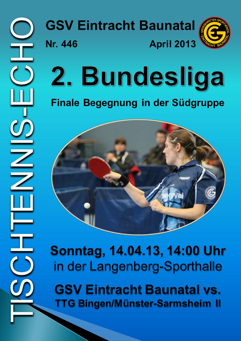 2. Bundesliga GSV Eintracht Baunatal Sonntag, , 14:00 Uhr