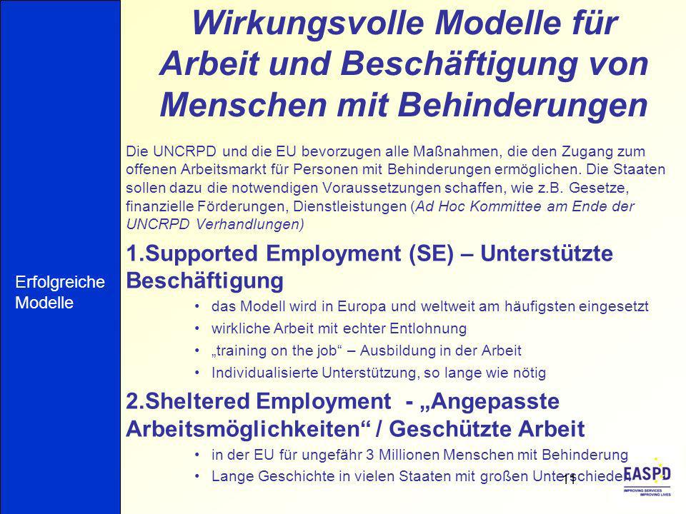 Wirkungsvolle Modelle für Arbeit und Beschäftigung von Menschen mit Behinderungen
