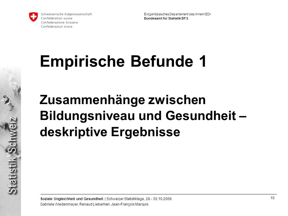 Empirische Befunde 1 Zusammenhänge zwischen Bildungsniveau und Gesundheit –deskriptive Ergebnisse