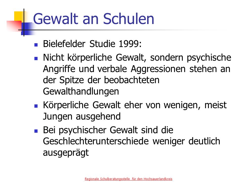 Gewalt an Schulen Bielefelder Studie 1999: