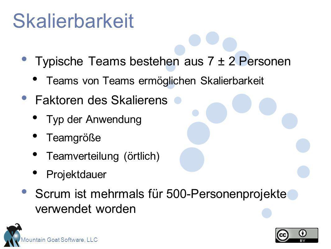Skalierbarkeit Typische Teams bestehen aus 7 ± 2 Personen