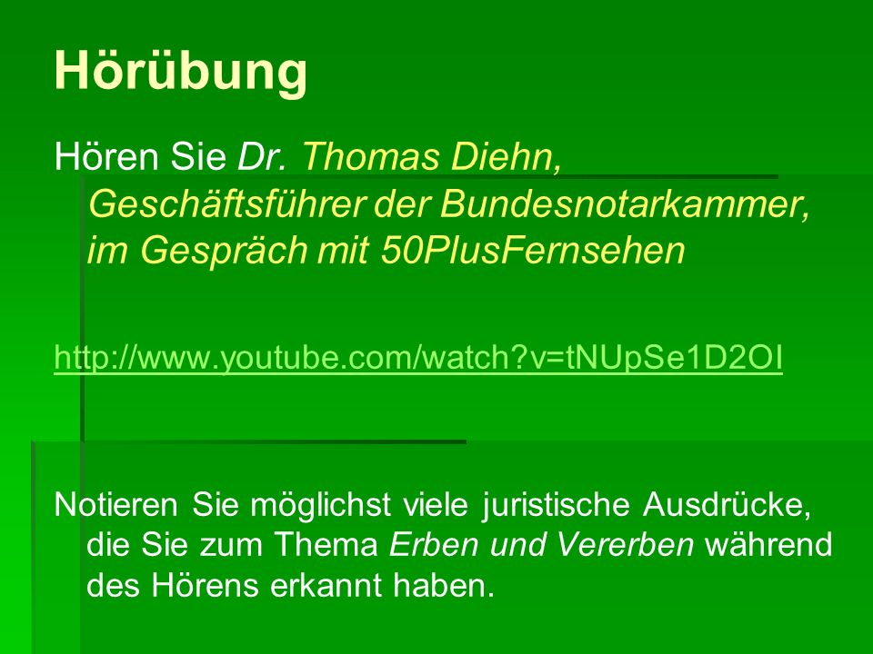 Hörübung Hören Sie Dr. Thomas Diehn, Geschäftsführer der Bundesnotarkammer, im Gespräch mit 50PlusFernsehen.