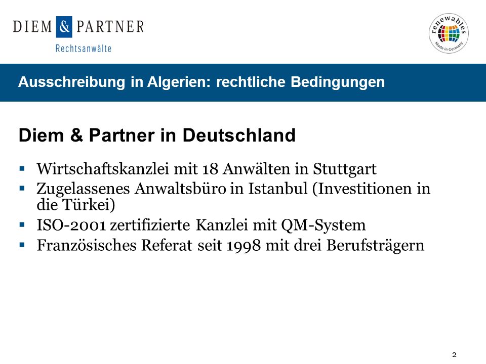 Diem & Partner in Deutschland