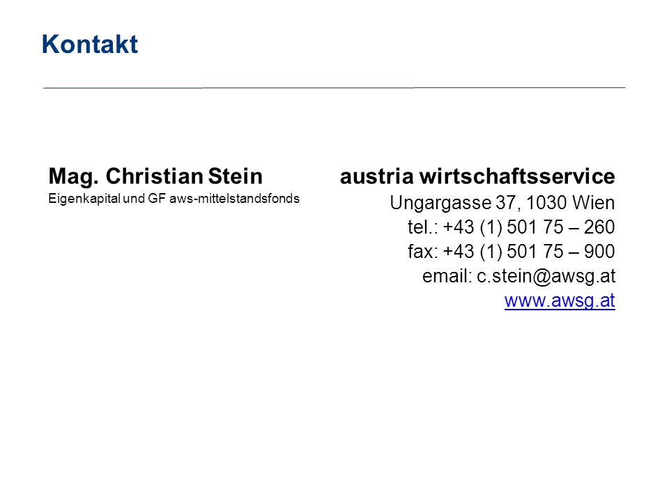 Kontakt Mag. Christian Stein austria wirtschaftsservice