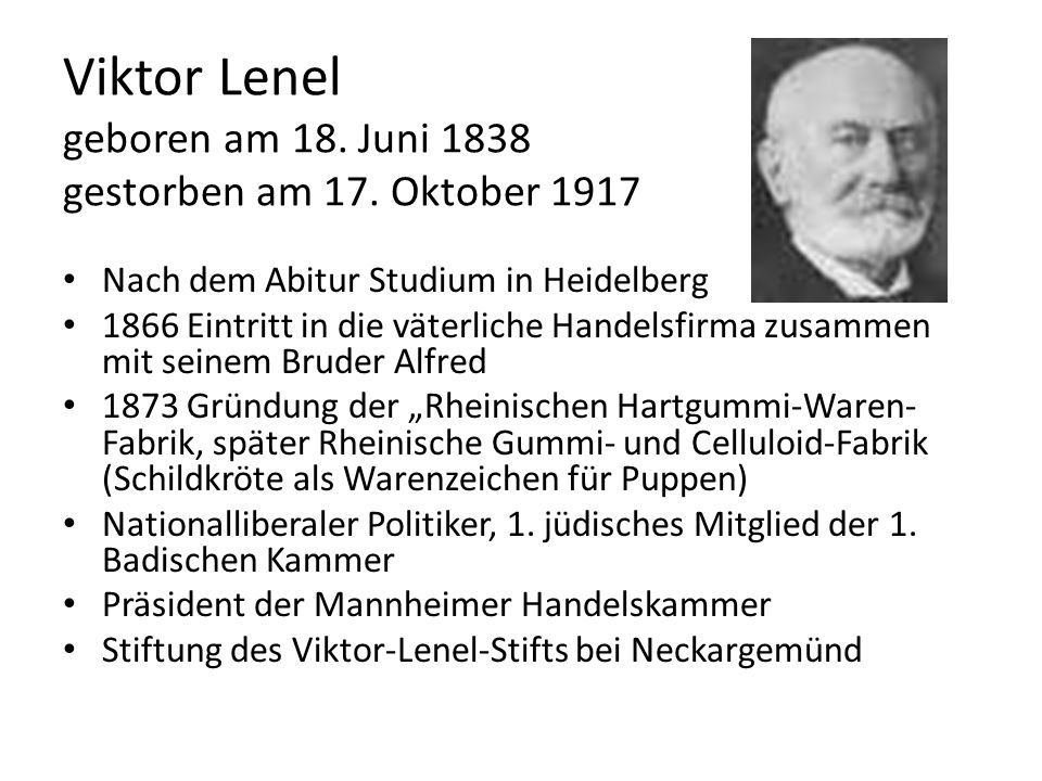 Viktor Lenel geboren am 18. Juni 1838 gestorben am 17. Oktober 1917