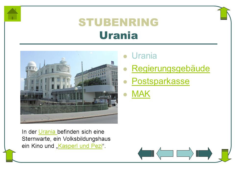 STUBENRING Urania Urania Regierungsgebäude Postsparkasse MAK