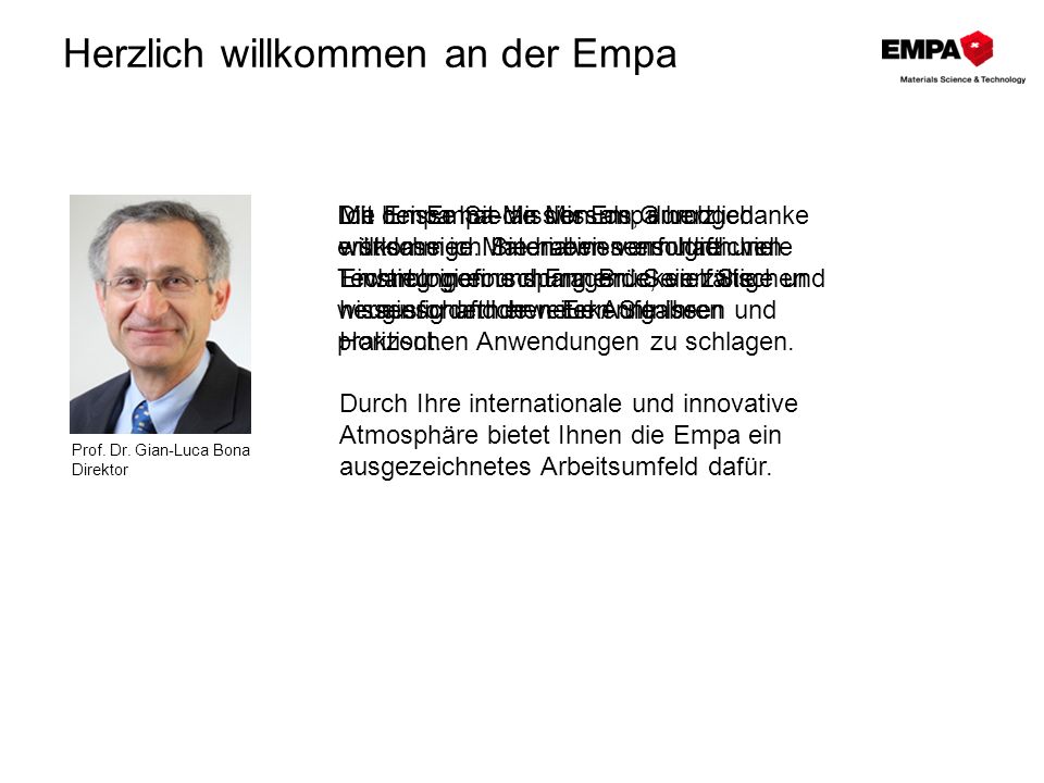 Herzlich willkommen an der Empa