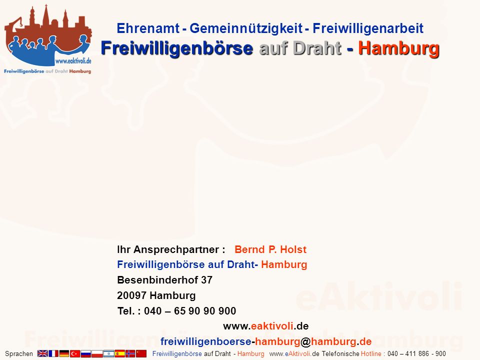 Ehrenamt - Gemeinnützigkeit - Freiwilligenarbeit Freiwilligenbörse auf Draht - Hamburg