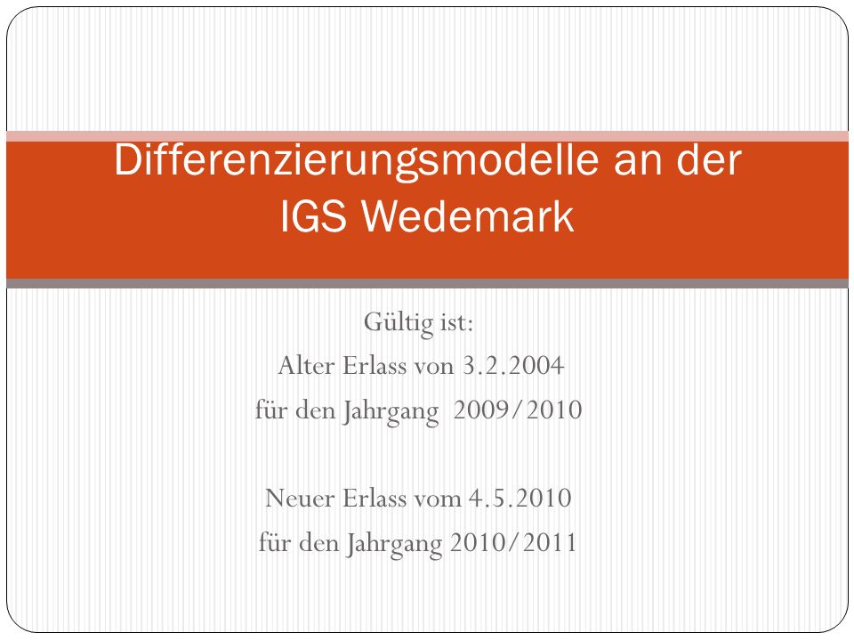Differenzierungsmodelle an der IGS Wedemark
