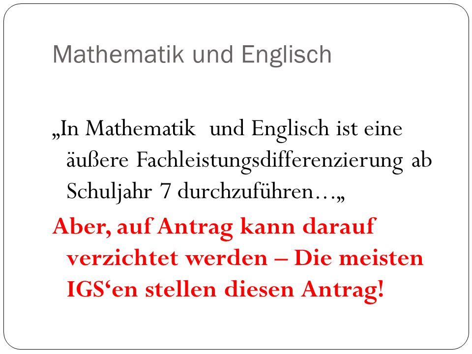 Mathematik und Englisch