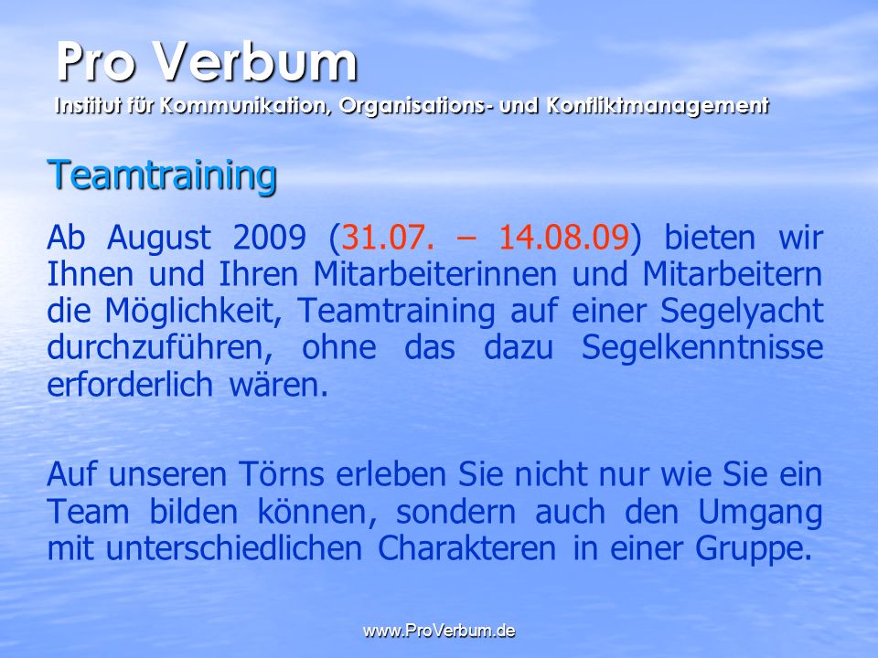 Pro Verbum Institut für Kommunikation, Organisations- und Konfliktmanagement
