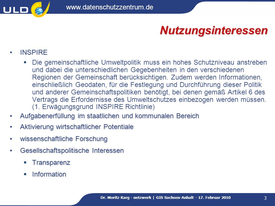 Dr. Moritz Karg - netzwerk | GIS Sachsen-Anhalt Februar 2010