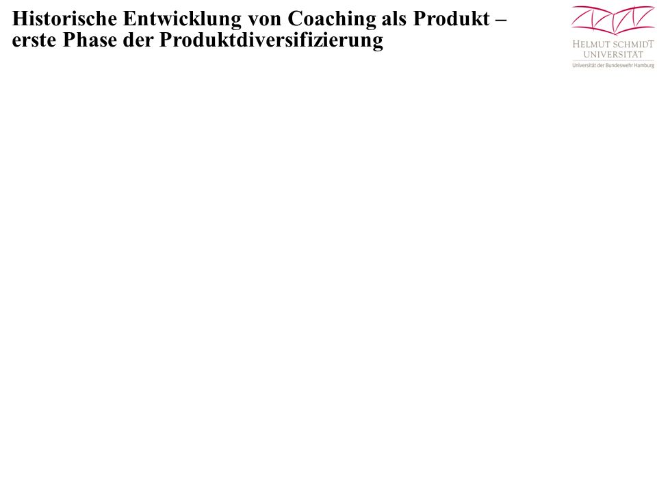Historische Entwicklung von Coaching als Produkt – erste Phase der Produktdiversifizierung