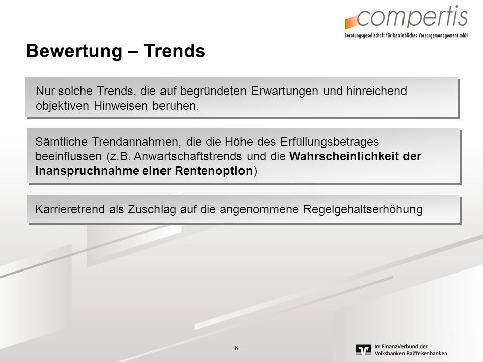 Bewertung – Trends Nur solche Trends, die auf begründeten Erwartungen und hinreichend objektiven Hinweisen beruhen.