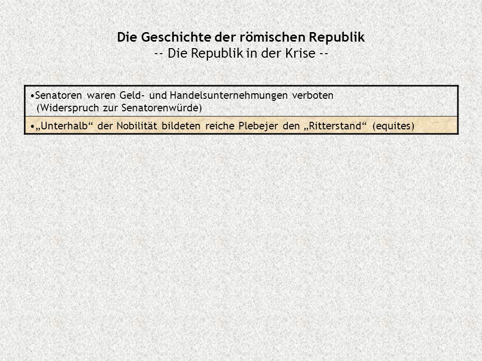 Die Geschichte der römischen Republik -- Die Republik in der Krise --