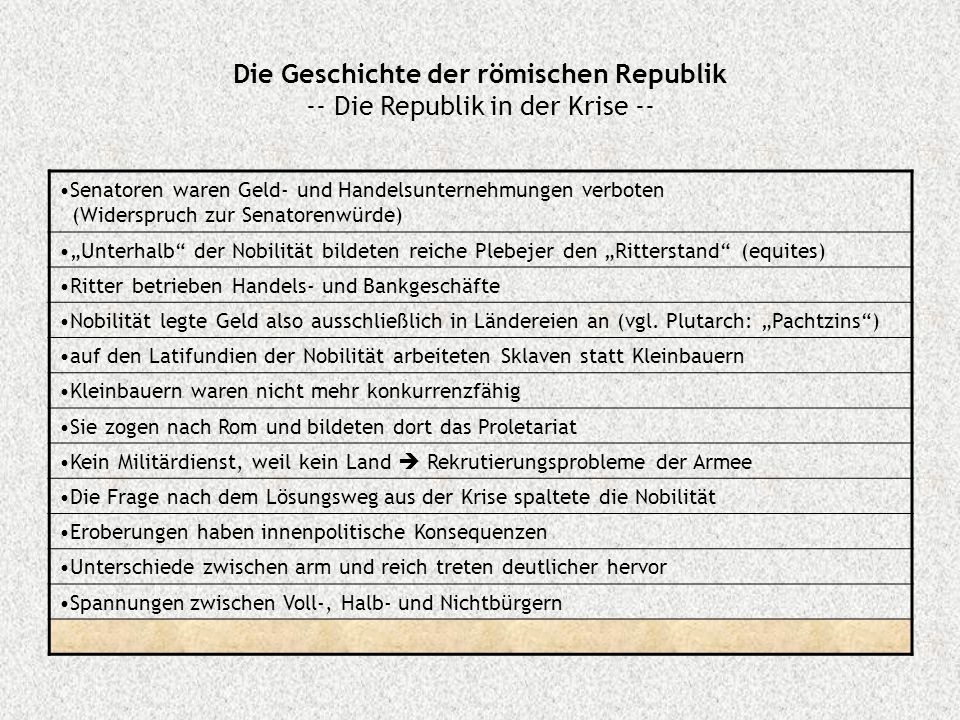 Die Geschichte der römischen Republik -- Die Republik in der Krise --